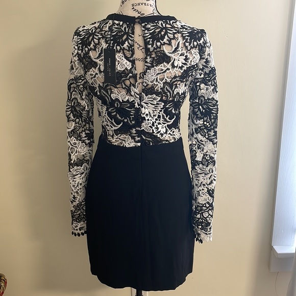 *HP* NWT Romeo & Juliet Couture Black & White Long Sleeve Lace Sheath Dress SZ M - Picture 6 of 10